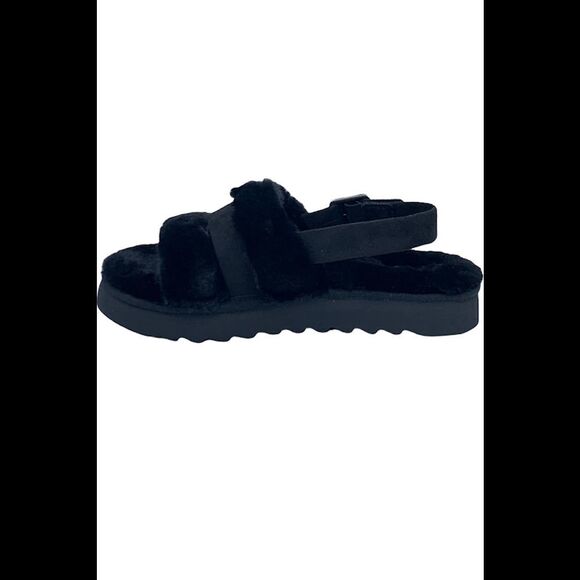 Koolaburra by UGG Adjustable Slide Sandals Fuzz'd Out Black - Medium - Picture 2 of 5